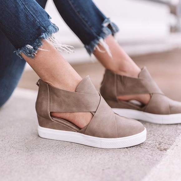 JEFFREY Cut out Sneakers -TAUPE - Picture 4 of 7